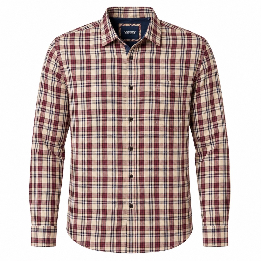Oxemberg Button Down Shirt Size 44 Burgundy Plaid Shirt Heritage Workwear Rustic